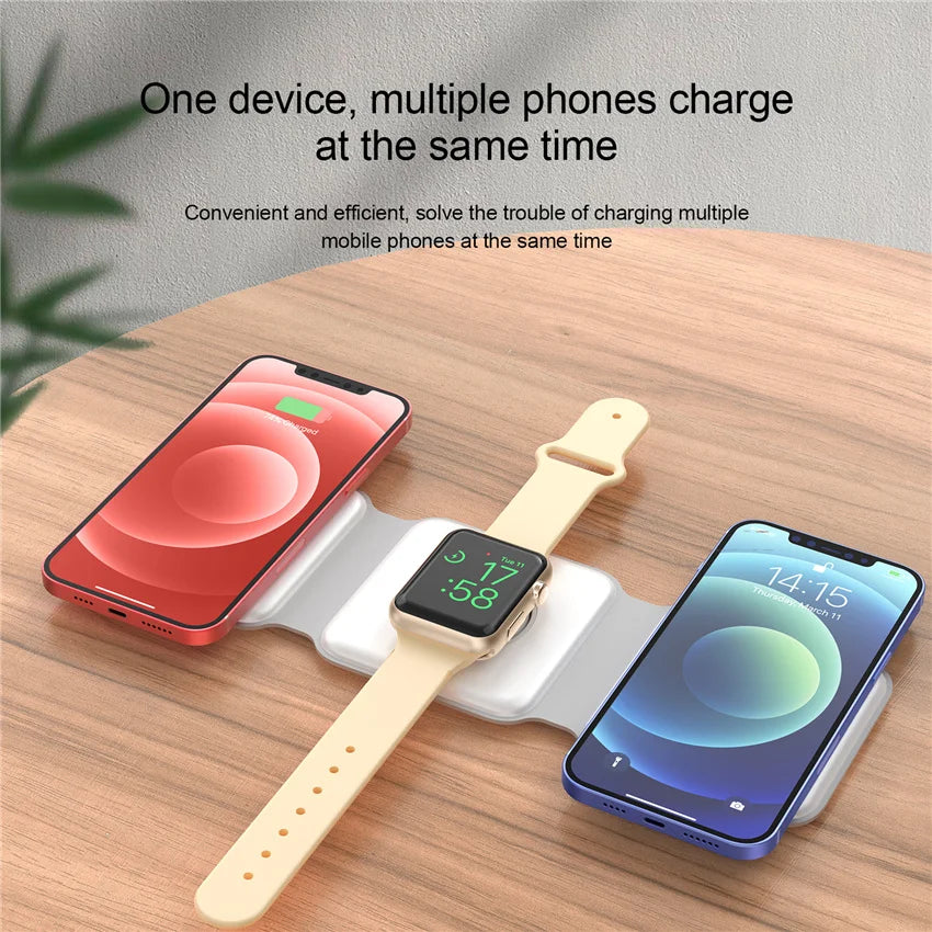 Wireless Charging, Magnetic 3 in 1 Wireless Charger Station, Foldable Wireless Charging Station