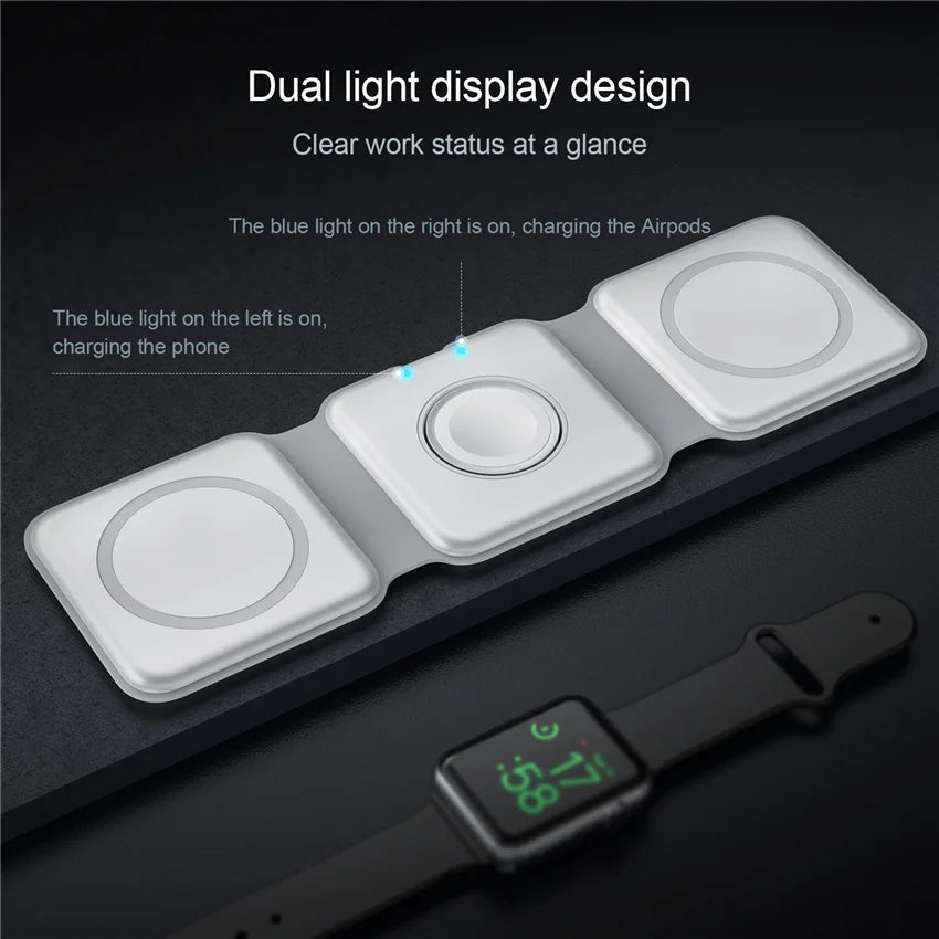 Wireless Charging, Magnetic 3 in 1 Wireless Charger Station, Foldable Wireless Charging Station